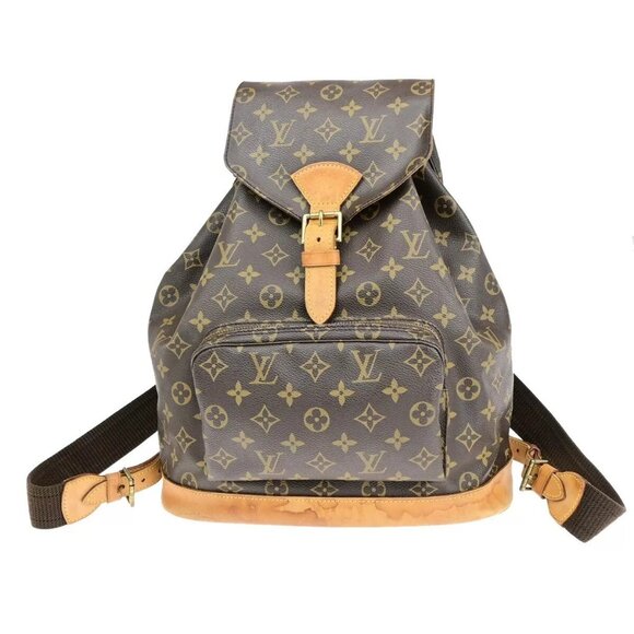 LOUIS VUITTON Montsouris GM Backpack Bag Monogram Leather Brown - Picture 1 of 16